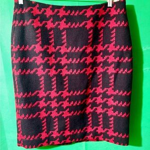 Talbots Red and Black Patterned Pencil Skirt